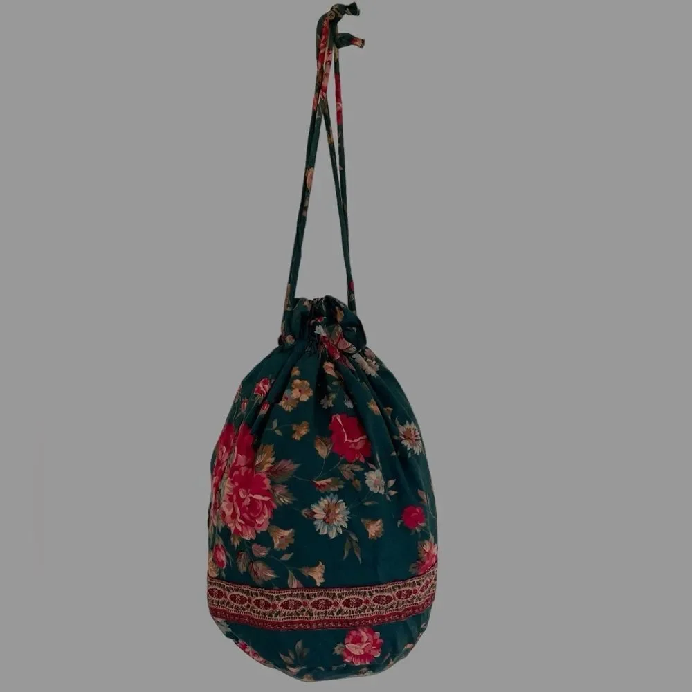 Vera Bradley Indiana Greenbriar Vintage 1980s Bucket Bag Draw String EUC